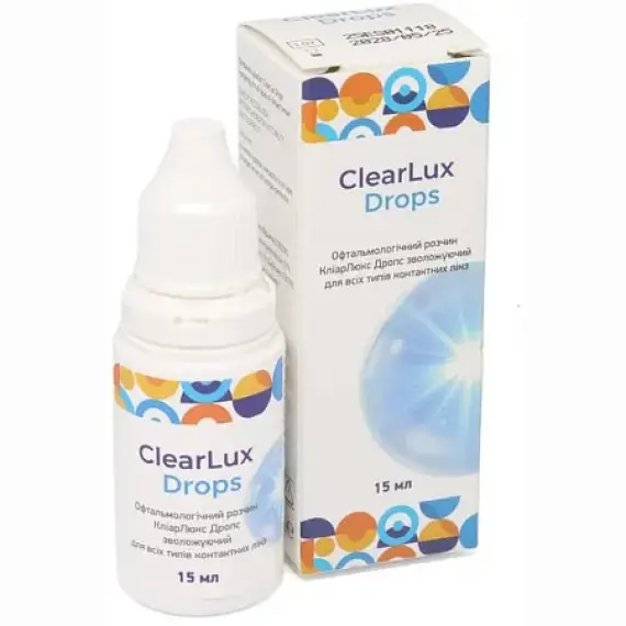 Краплі для очей ClearLux Drops 15 мл з гіалуроновою кислотою 0,2% (для м’яких і жорстких лінз) — Esoform