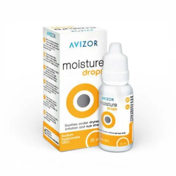 Зволожуючі краплі для очей Avizor Moisture Drops 15 мл з гіалуроновою кислотою (для контактних лінз)