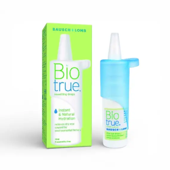 Зволожуючі краплі для очей Biotrue Drops 10 мл з гіалуроновою кислотою 0,24% (без консервантів) — Bausch+Lomb