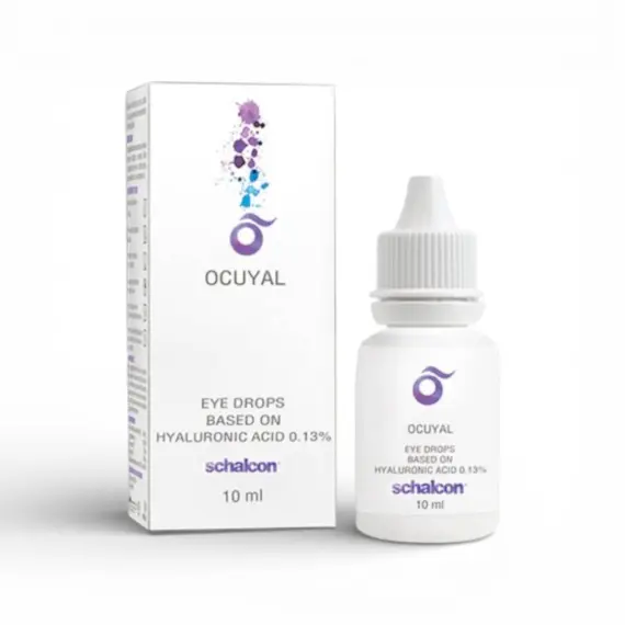 Зволожуючі краплі для очей Schalcon OCUYAL 10 мл з гіалуроновою кислотою 0,13% (для контактних лінз)