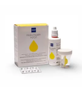 Пероксидна система для контактних лінз Disop Hidro Health H2O2 (60 мл + 6 табл / 360 мл + 36 табл) + контейнер