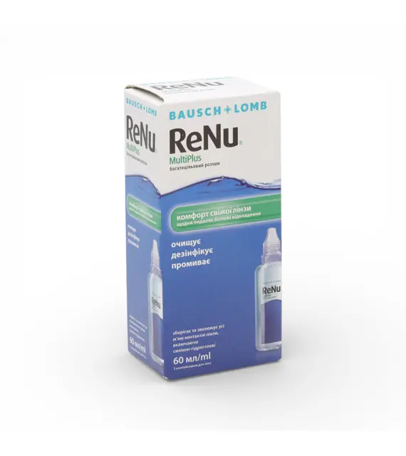 Розчин для контактних лінз ReNu MultiPlus (60 мл / 120 мл / 240 мл / 360 мл) — багатоцільовий, Bausch + Lomb